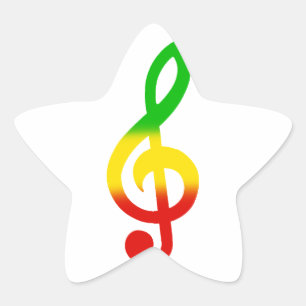 Rasta Treble Clef Star Sticker
