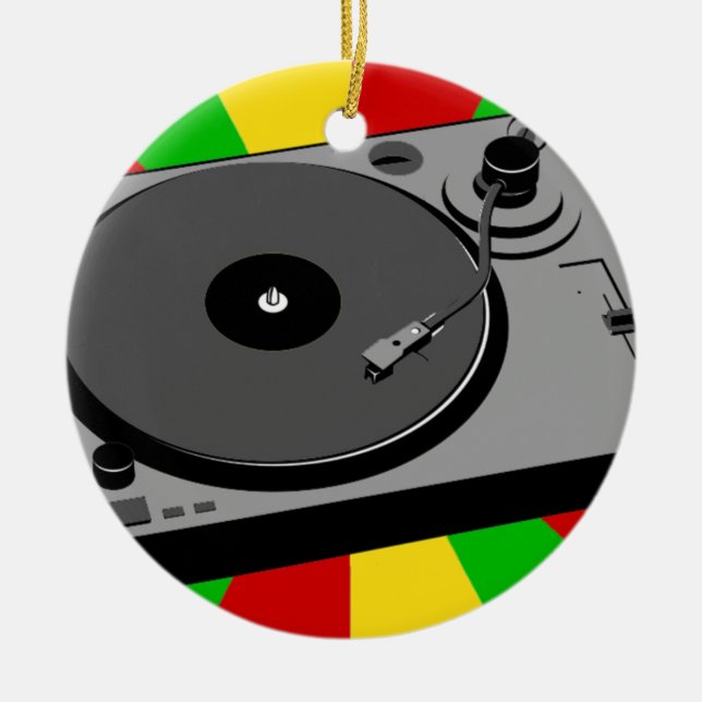 Rasta Turntable Ceramic Tree Decoration (Front)