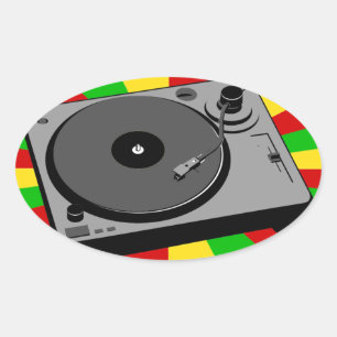 Rasta Turntable Oval Sticker