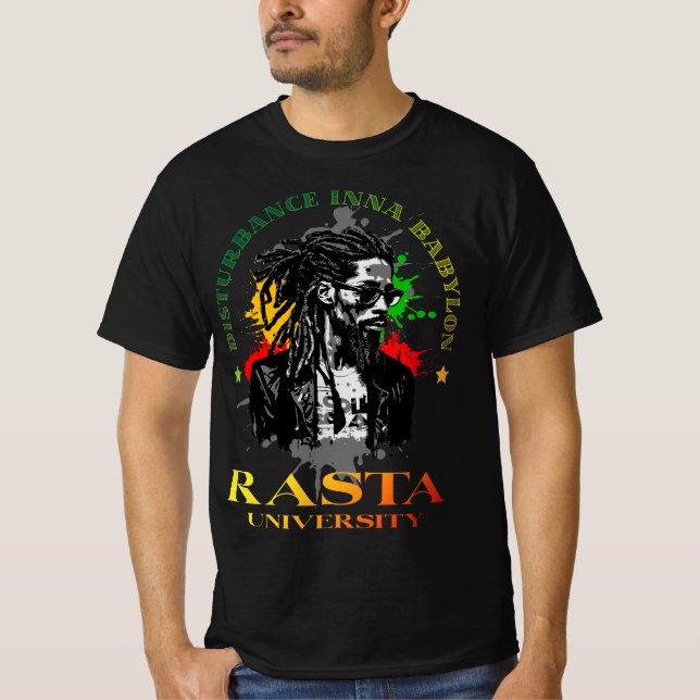 Rasta University Disturbance Inna Babylon Reggae T-Shirt (Front)
