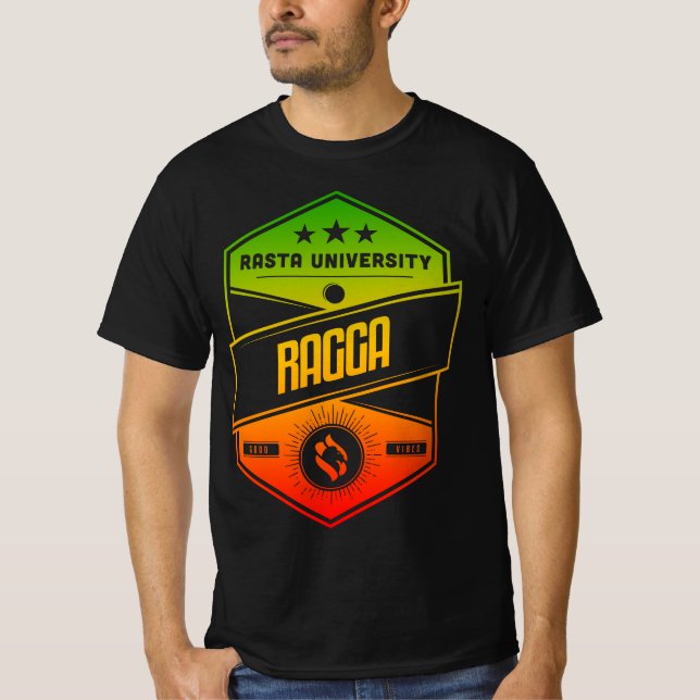 Rasta University Ragga Good Vibes Rasta Reggae  T-Shirt (Front)