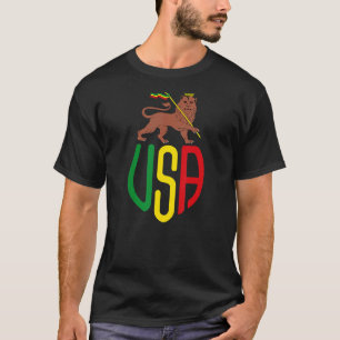 Rasta Usa Reggae Music Zion Lion Jamaica Rastafari T-Shirt