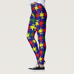 Rasta Weed Leaves Colors Blue Tights