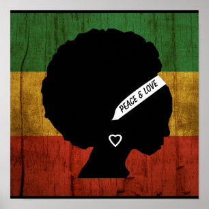 Rasta Woman Peace & Love Poster