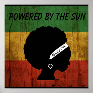 Rasta Woman Peace & Love Powered by the Sun Poster