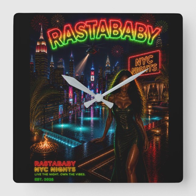 Rastababy Square Wall Clock (Front)