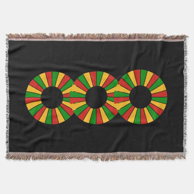 RASTAFARI FLAG BUTTON RAYS + your ideas Throw Blanket (Front)