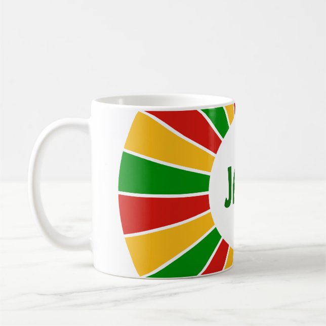 RASTAFARI FLAG BUTTON RAYS + your sign or monogram Coffee Mug (Left)