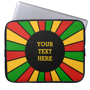 RASTAFARI FLAG BUTTON RAYS + your sign or monogram Laptop Sleeve