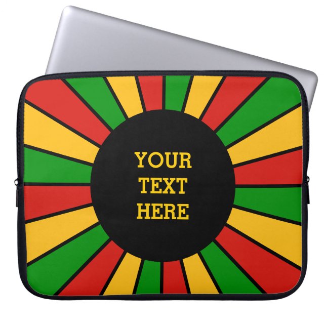 RASTAFARI FLAG BUTTON RAYS + your sign or monogram Laptop Sleeve (Front)
