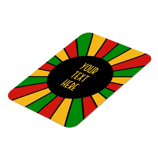 RASTAFARI FLAG BUTTON RAYS + your sign or monogram Magnet (Left Side)