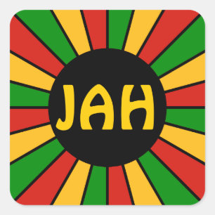 RASTAFARI FLAG BUTTON RAYS + your sign or monogram Square Sticker