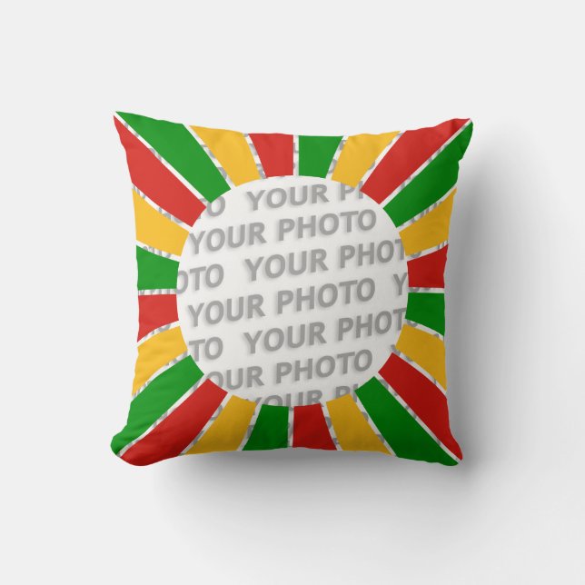RASTAFARI FLAG BUTTON RAYS + your sign or photo Cushion (Front)