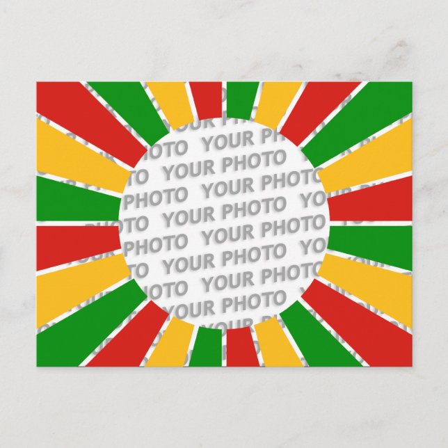 RASTAFARI FLAG BUTTON RAYS + your sign or photo Postcard (Front)