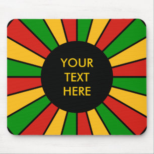 RASTAFARI FLAG BUTTON RAYS + your sign or text Mouse Pad