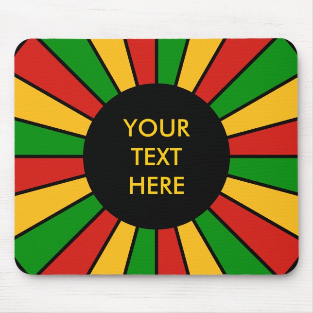 RASTAFARI FLAG BUTTON RAYS + your sign or text Mouse Pad (Front)