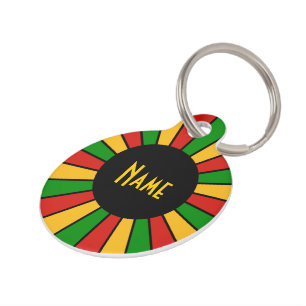 RASTAFARI FLAG BUTTON RAYS + your sign or text Pet Tag