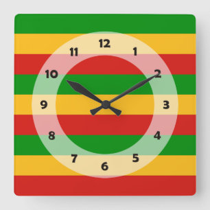 RASTAFARI FLAG COLORS + your ideas Square Wall Clock