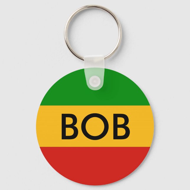 RASTAFARI FLAG COLORS + your Name & ideas Key Ring (Front)