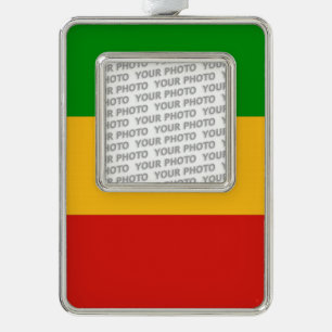 RASTAFARI FLAG COLORS + your photo Silver Plated Framed Ornament