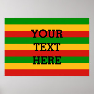 RASTAFARI FLAG COLORS + your text Poster