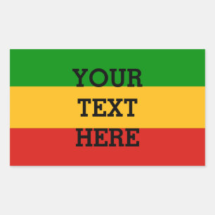 RASTAFARI FLAG COLORS + your text Rectangular Sticker