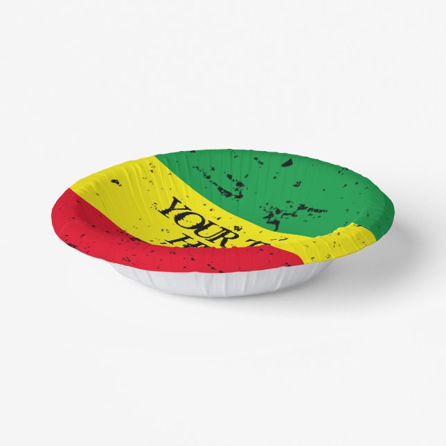 Rastafari flag reggae theme custom paper bowls plate (Angled)
