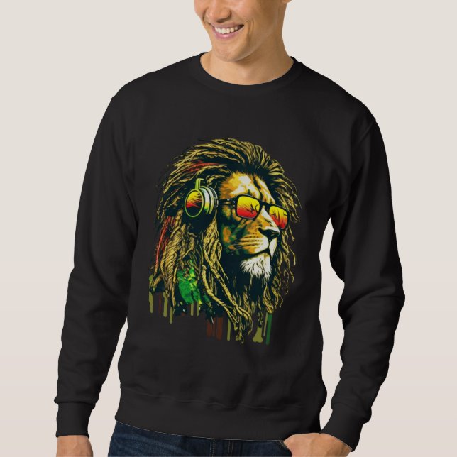 Rastafari Lion with Jamaica And Ethiopian colors D Sweatshirt (Front)