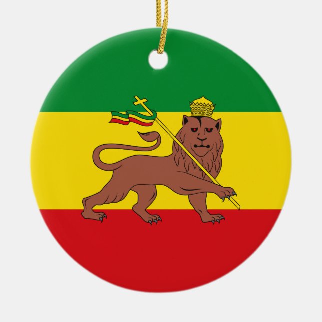 Rastafarian Flag of Ethiopia Lion of Judah Postcar Ceramic Ornament (Front)