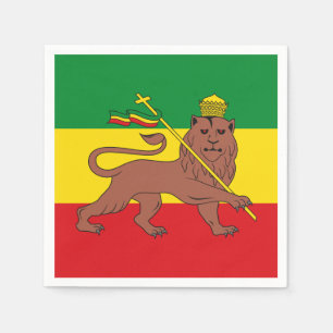 Rastafarian Flag of Ethiopia Lion of Judah Postcar Napkin