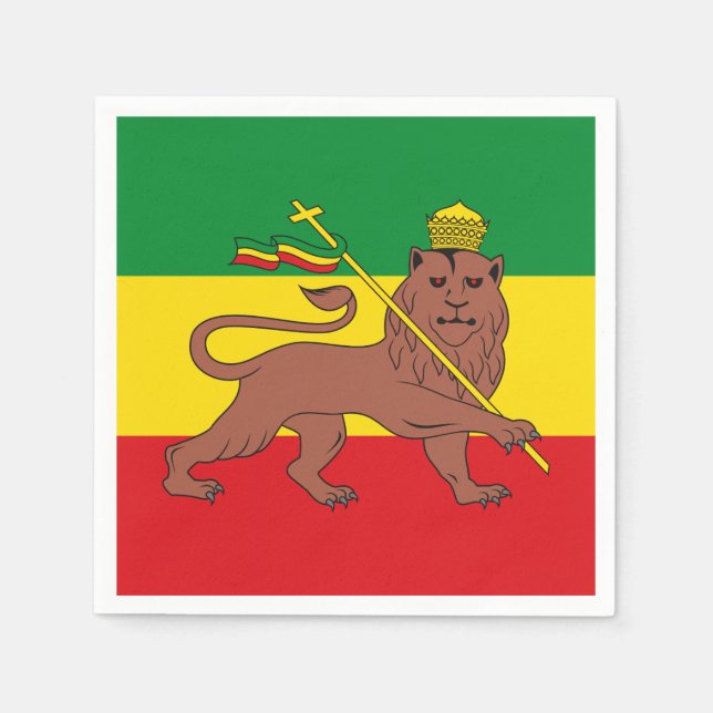 Rastafarian Flag of Ethiopia Lion of Judah Postcar Napkin (Front)