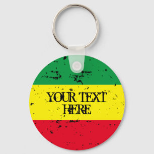 Rastafarian flag personalised custom text keychain