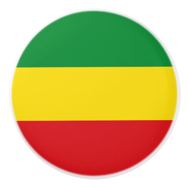 Rastafarian Flag Rasta Ethiopian Ceramic Knob (Front)