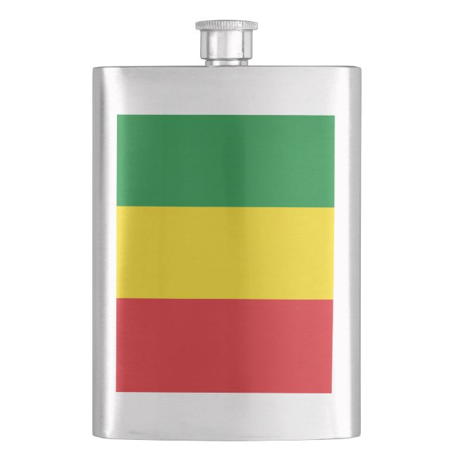Rastafarian Flag Rasta Ethiopian Hip Flask (Front)