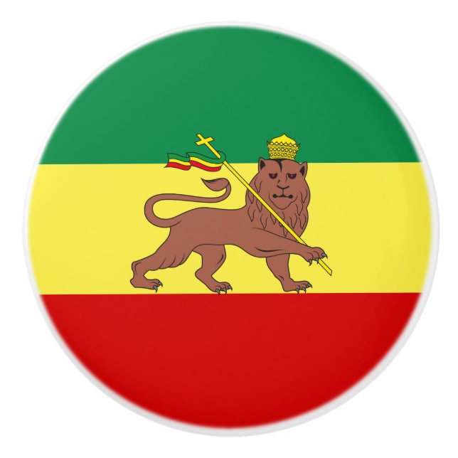 Rastafarian Flag (Rastafarianism) (Rasta) Ceramic Knob (Front)