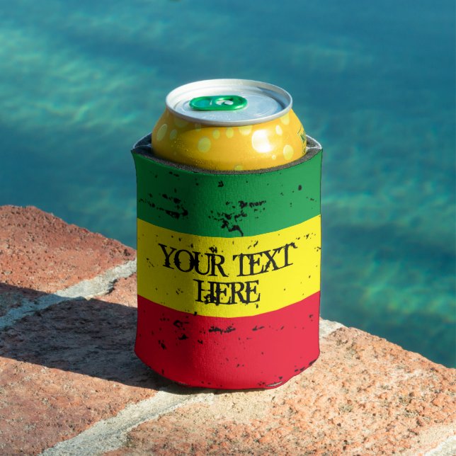 Rastafarian flag reggae music personalised can coo can cooler (In Situ Pool)