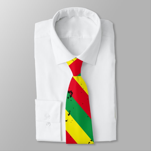 Rastafarian flag reggae striped neck tie (Tied)