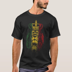 Rastafarian Lion of Judah Reggae Lion Ethiopian Fl T-Shirt