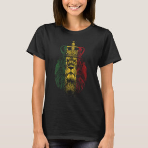Rastafarian Lion of Judah Reggae Lion Ethiopian Fl T-Shirt