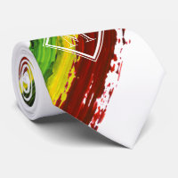 Rastafarian Paint Strokes White Monogram Tie