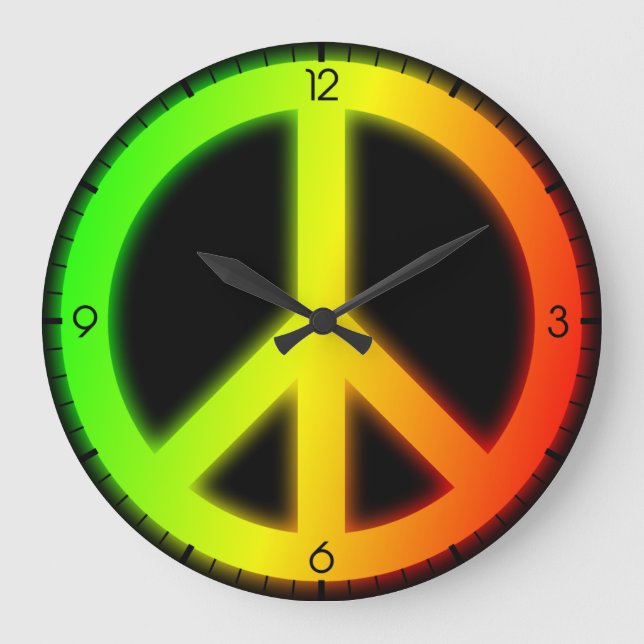 Rastafarian Peace Sign Large Clock (Front)