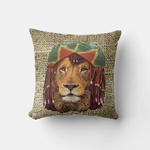Rastafarian-wildlife lion humour design cushion