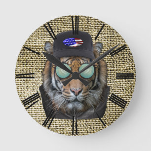 Rastafarian-wildlife lion humour design round clock