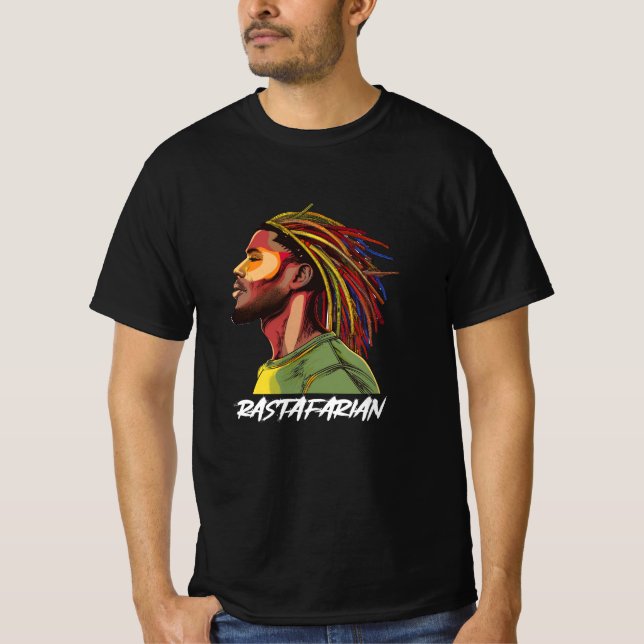Rastafarian with Colourful Dreadlock Hair T-Shirt (Front)