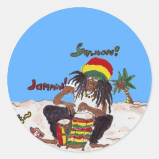 rastaman coaster classic round sticker
