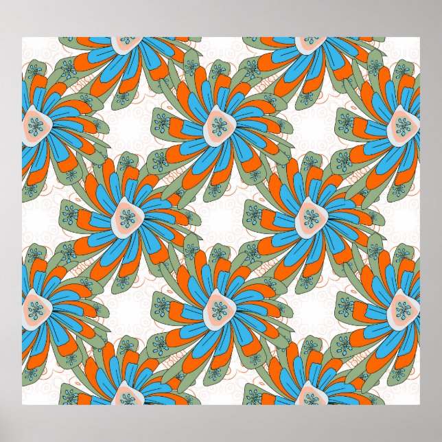 Raster Floral Abstract Textile Print (Front)
