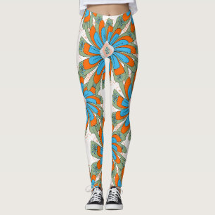 Raster Floral Abstract Textile Print Leggings
