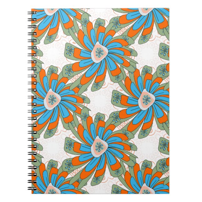 Raster Floral Abstract Textile Print Notebook (Front)