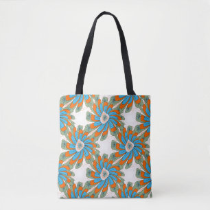 Raster Floral Abstract Textile Print Tote Bag