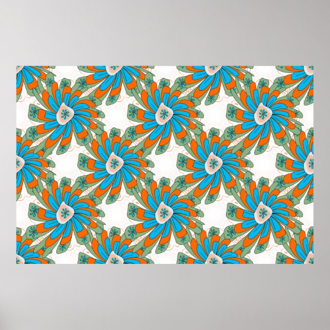 Raster floral pattern with abstract flowers. Abstr Poster (Front)